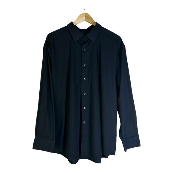 Alfani Mens Dress Shirt XXL Black Long Sleeve Button Front Regular Fit - Picture 1 of 6